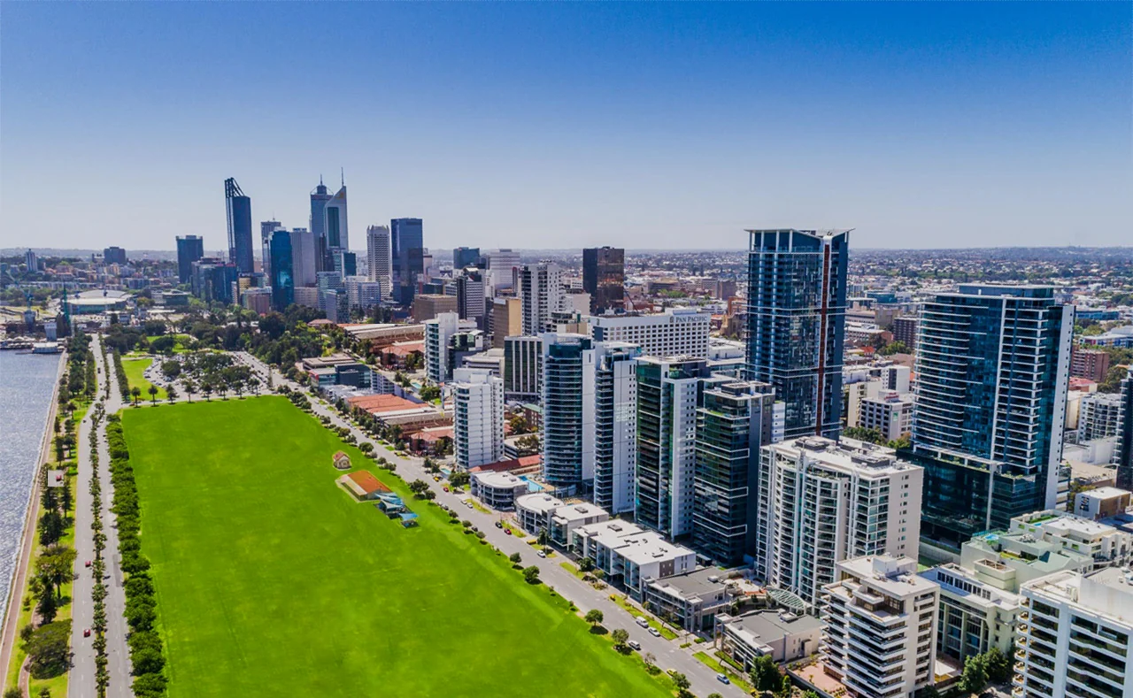 Perth’s riverfront apartments and green open spaces